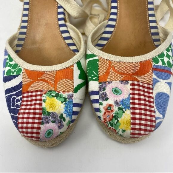 Coach Lace-up Patchwork Espadrilles- Size 7 - Picture 12 of 13